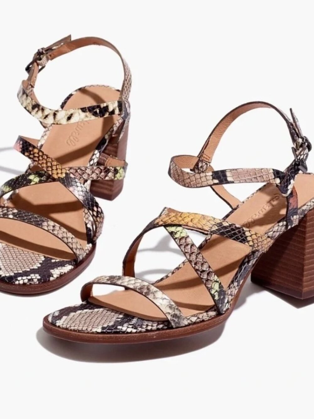 Madewell The Edie Sandal Snake Embossed Leather Women's Size 7.5 Strappy